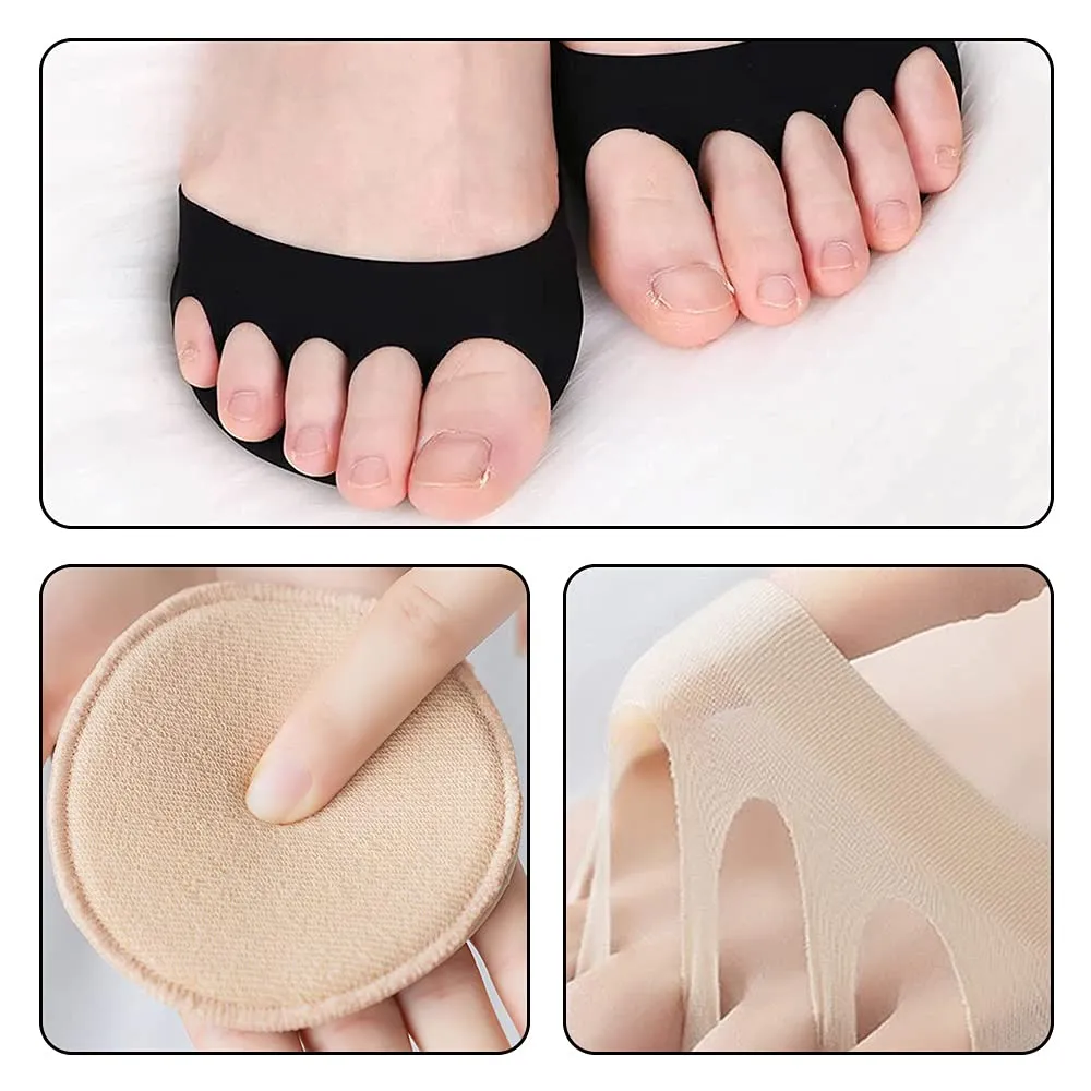 5 Pairs Honeycomb Forefoot Pads Breathable Fabric Forefoot Pad Elastic Metatarsal Cushion for Foot Pain Relief