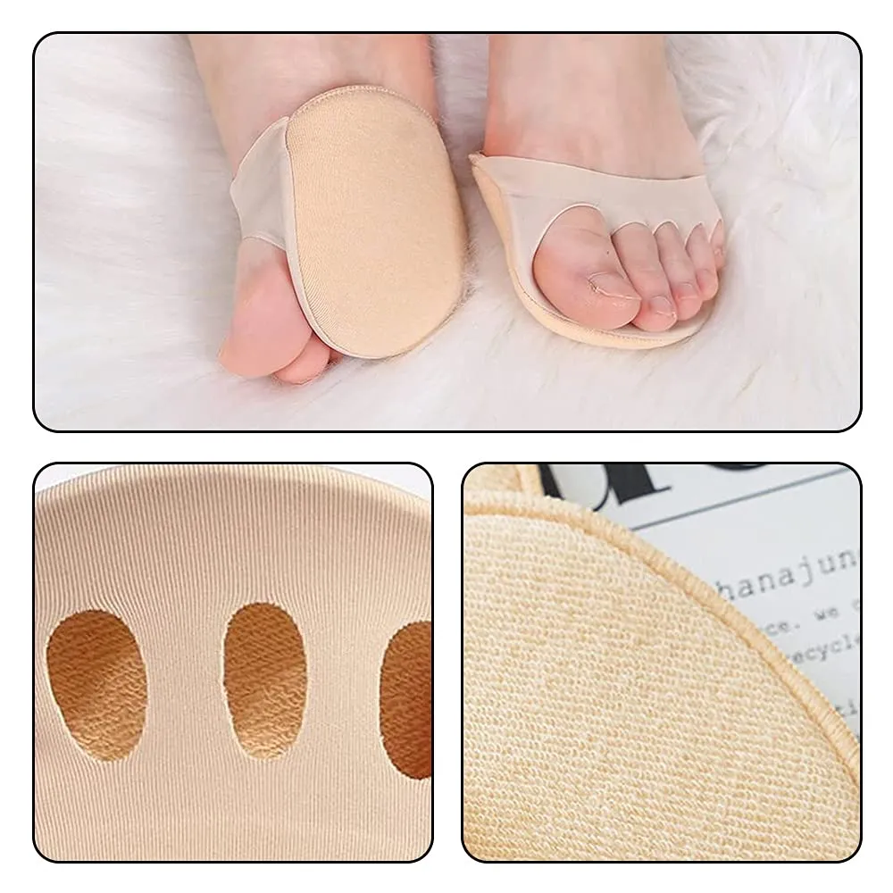 5 Pairs Honeycomb Forefoot Pads Breathable Fabric Forefoot Pad Elastic Metatarsal Cushion for Foot Pain Relief