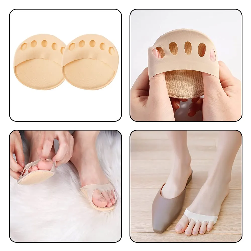 5 Pairs Honeycomb Forefoot Pads Breathable Fabric Forefoot Pad Elastic Metatarsal Cushion for Foot Pain Relief