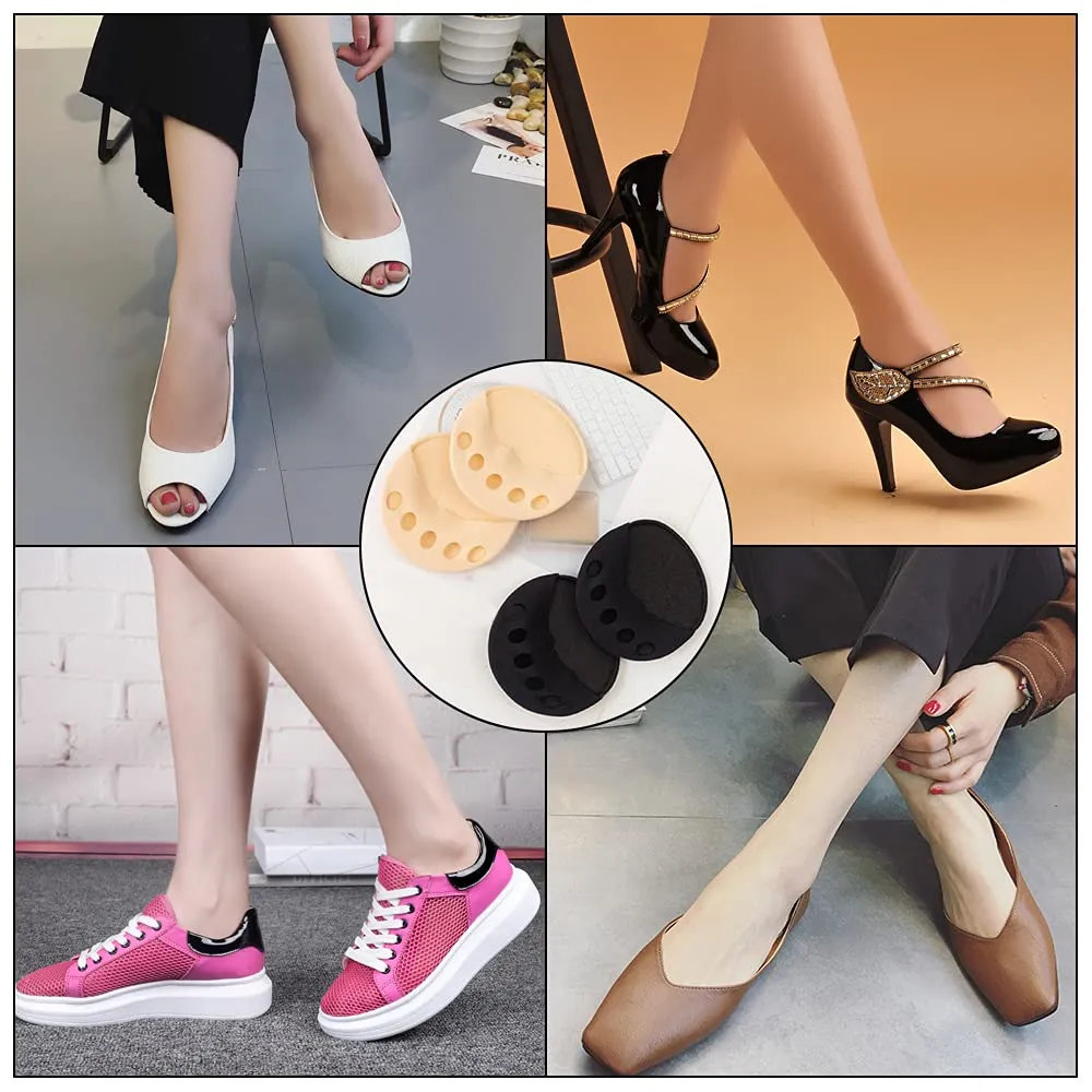 5 Pairs Honeycomb Forefoot Pads Breathable Fabric Forefoot Pad Elastic Metatarsal Cushion for Foot Pain Relief