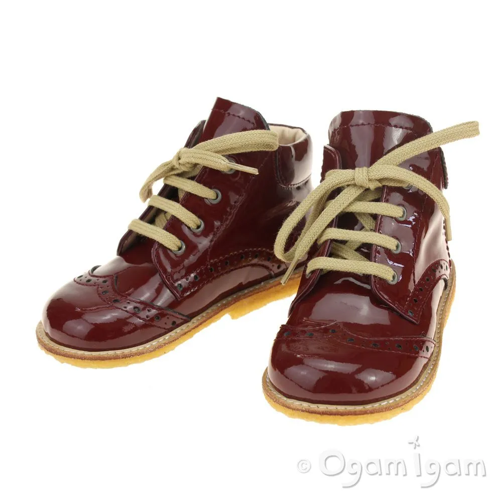 Angulus Girls Dark Red Lace up Boot