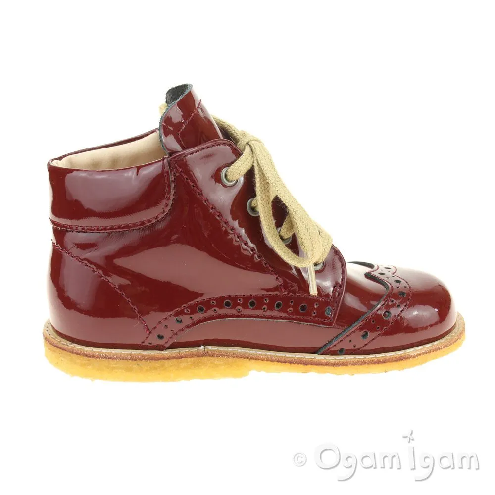 Angulus Girls Dark Red Lace up Boot