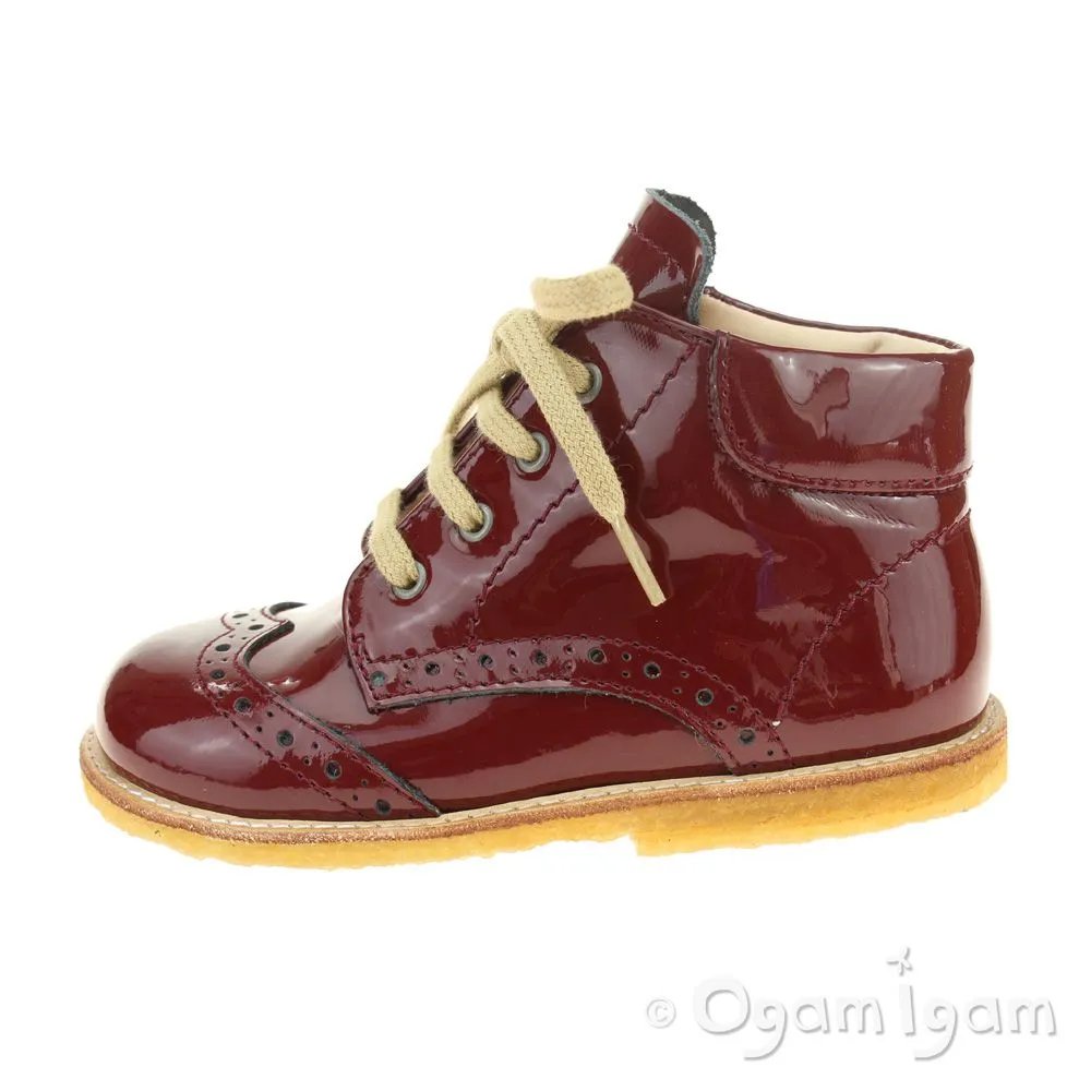 Angulus Girls Dark Red Lace up Boot