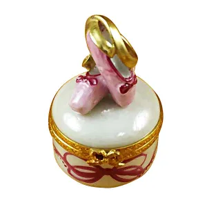 Ballet Shoes on Round Limoges Porcelain Box