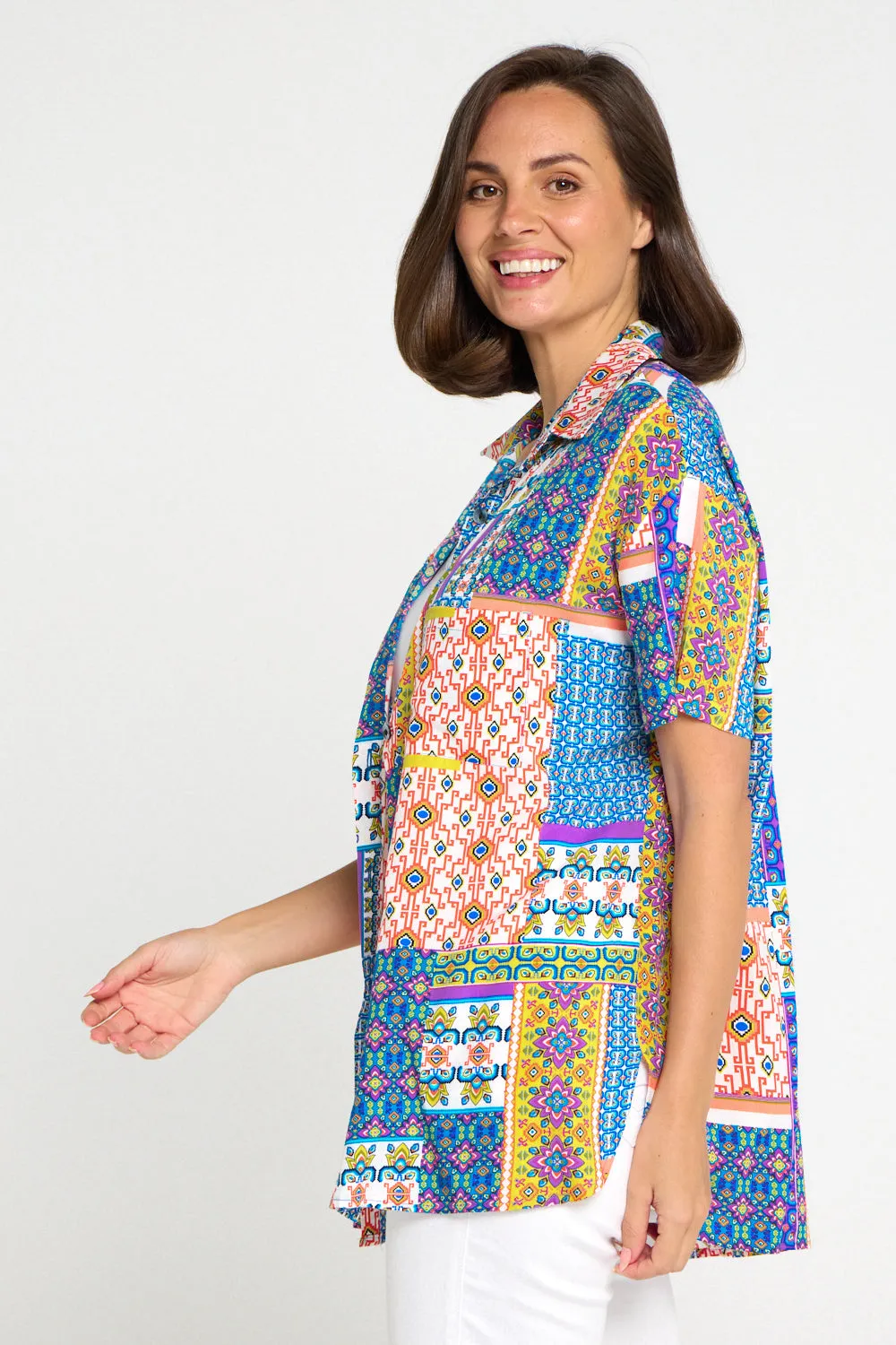 Caloundra Shirt - Cobalt/Citrus Ceramic