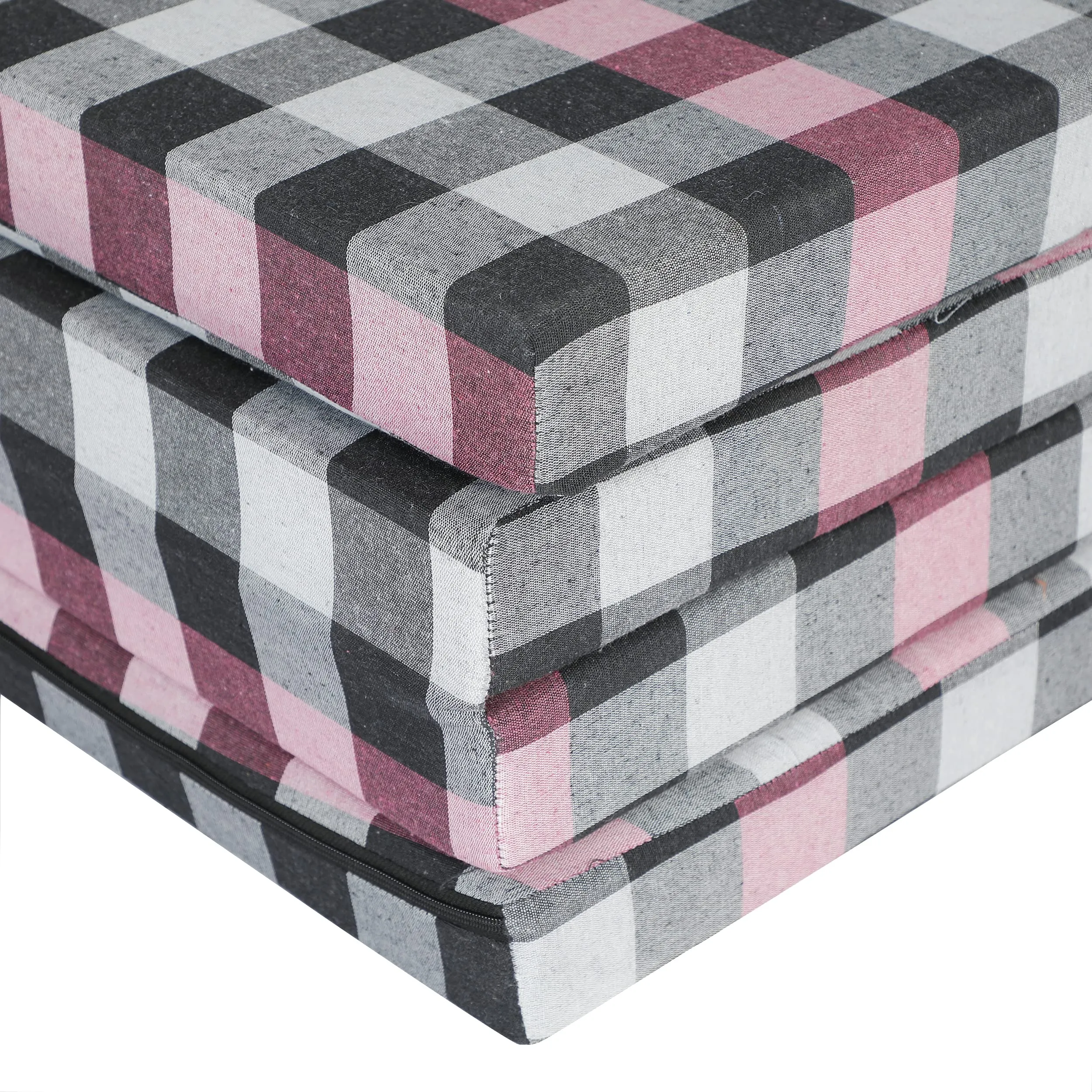 COLOFLY 3 Inch Dual Comfort Reversible Foldable UHD Foam Single Bed Mattress (4 Fold, Pink Multicolor)