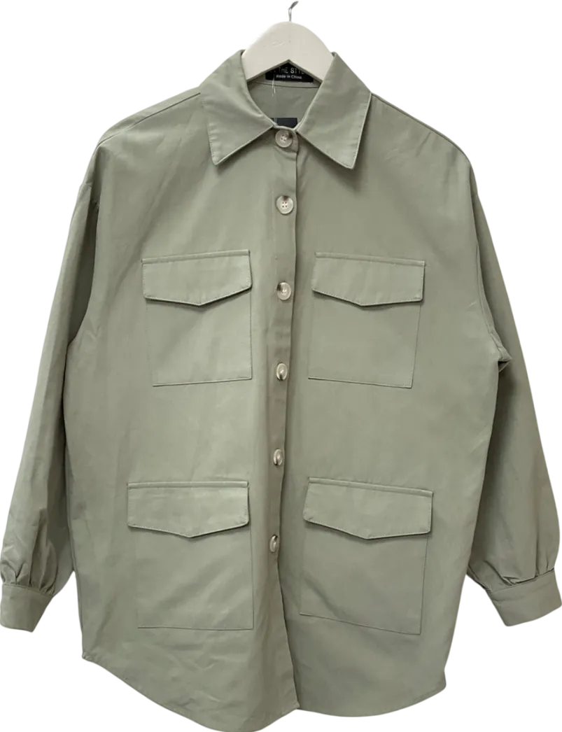 In The Style Green Khaki Oversized Utility Cargo Jacket UK 8