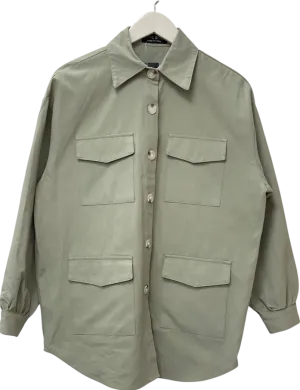 In The Style Green Khaki Oversized Utility Cargo Jacket UK 8