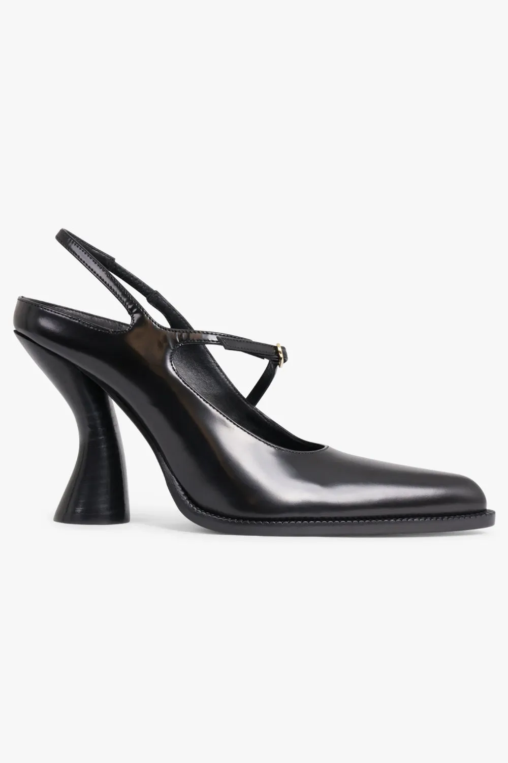 Shiny Pointed Toe Cruved 100Mm Pump | Black