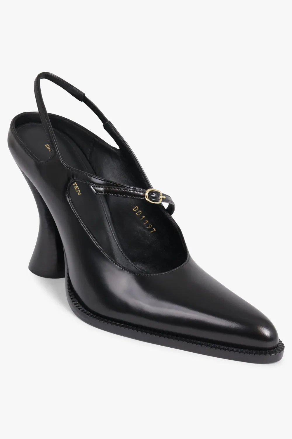 Shiny Pointed Toe Cruved 100Mm Pump | Black