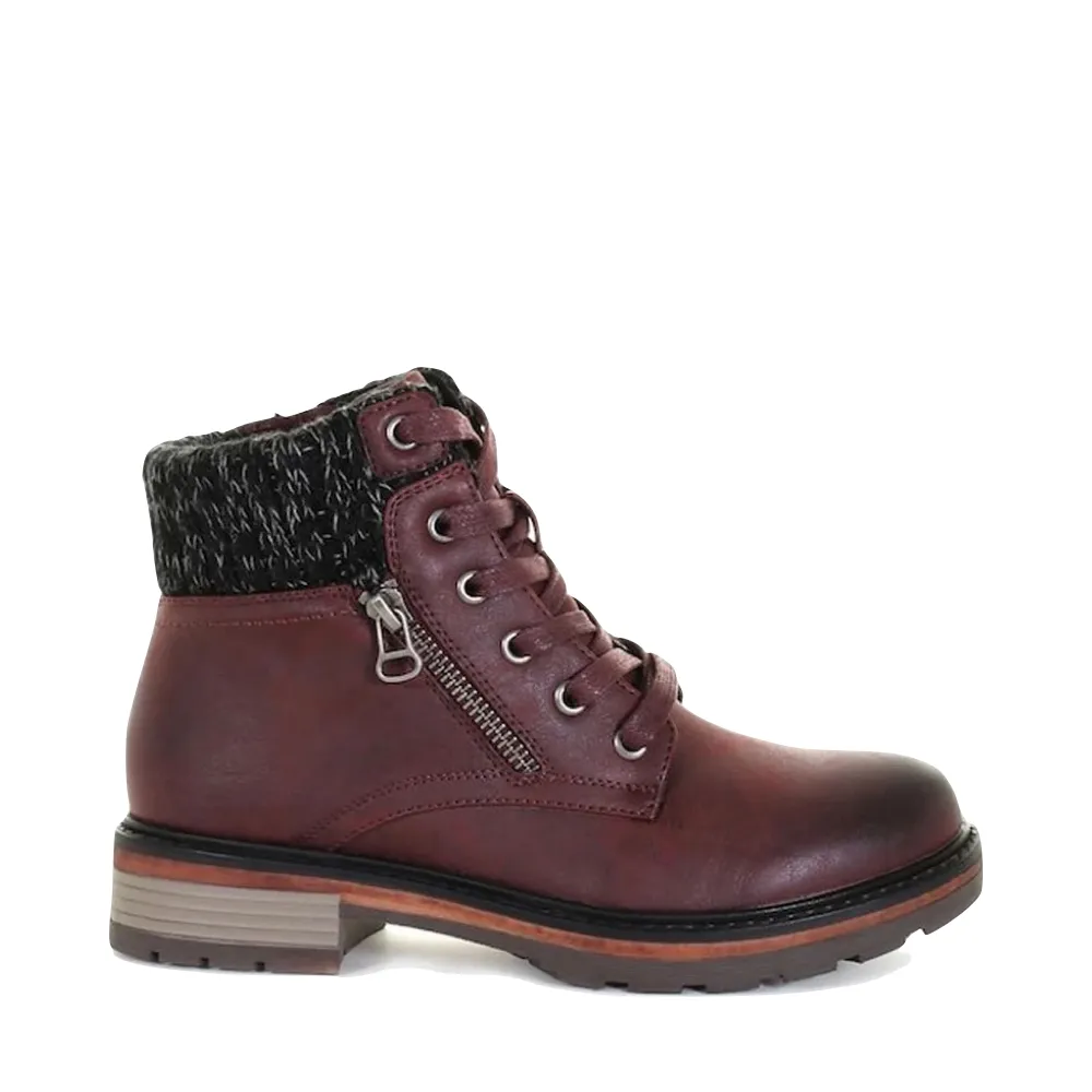 Wanderlust Women's Amy Knit Cuff Waterproof Lace Boot (Burgundy)